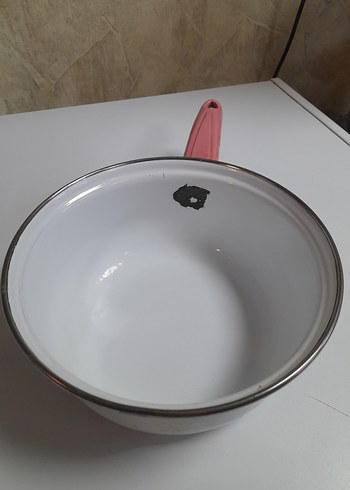 Emaye pastel Pembe Saplı Beyaz Sos Tenceresi - Görsel 4