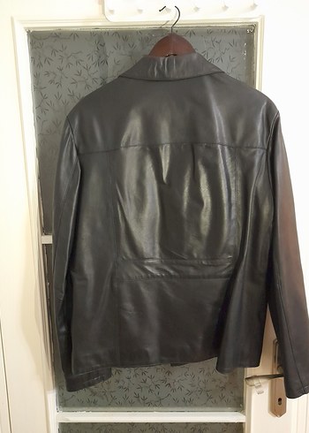 Yüzde yüz hakiki deri düğmeli Siyah Deri Erkek Ceket - Görsel 3