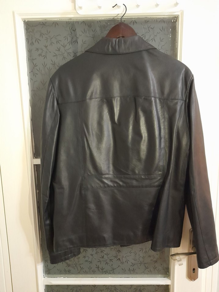 Yüzde yüz hakiki deri düğmeli Siyah Deri Erkek Ceket - Görsel 3