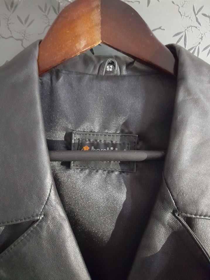 Yüzde yüz hakiki deri düğmeli Siyah Deri Erkek Ceket - Görsel 4