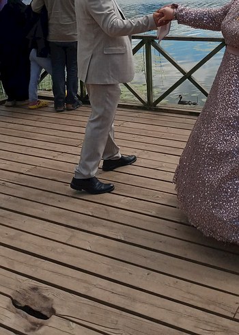 Abiye Parlak Kahverengi Uzun Abiye Elbise