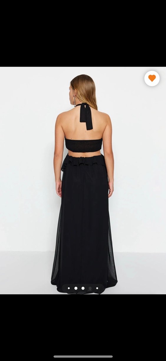 Siyah Drapeli Straplez Uzun Elbise - Görsel 2