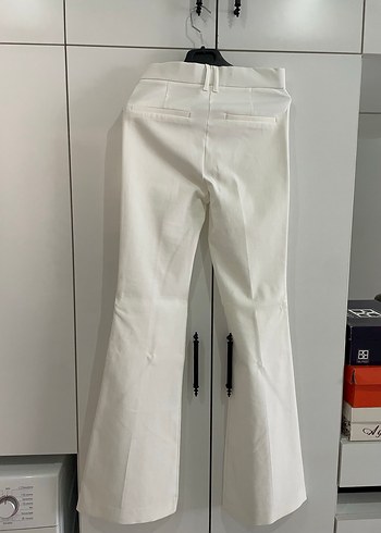 Beyaz Midi Kadın Kumaş Pantolon - Görsel 3