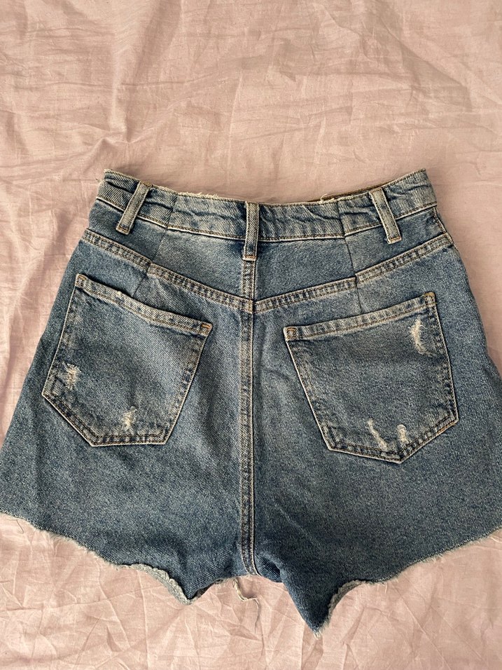 Tie-Dye Desenli Mavi Kadın Kot Şort - Görsel 2