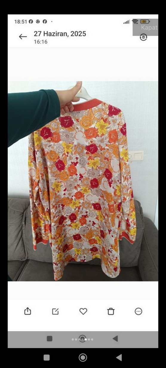 Çiçek Desenli, Uzun, Bol Kesim Kadın Kimono - Görsel 3