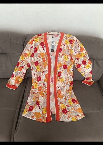 Çiçek Desenli Uzun Bohem Kadın Kimono