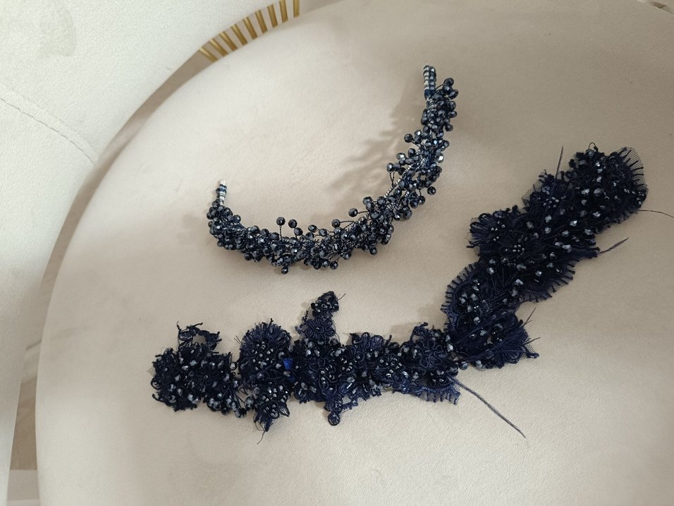 Boncuk Detaylı Koyu Mavi Saç Aksesuarı - Görsel 4