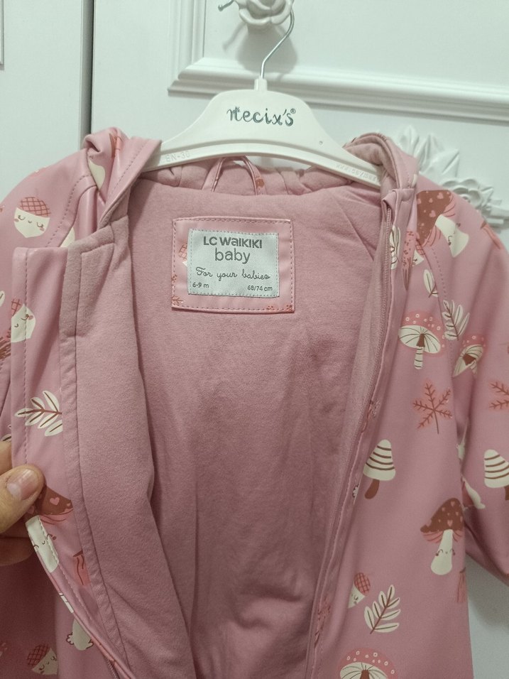 Kürklü Pembe Desenli Bebek Tulumu - Görsel 2