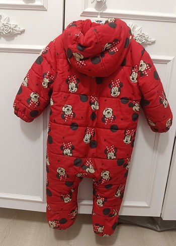 Kız Bebek Kapüşonlu Kırmızı Desenli Tulumu - Görsel 2