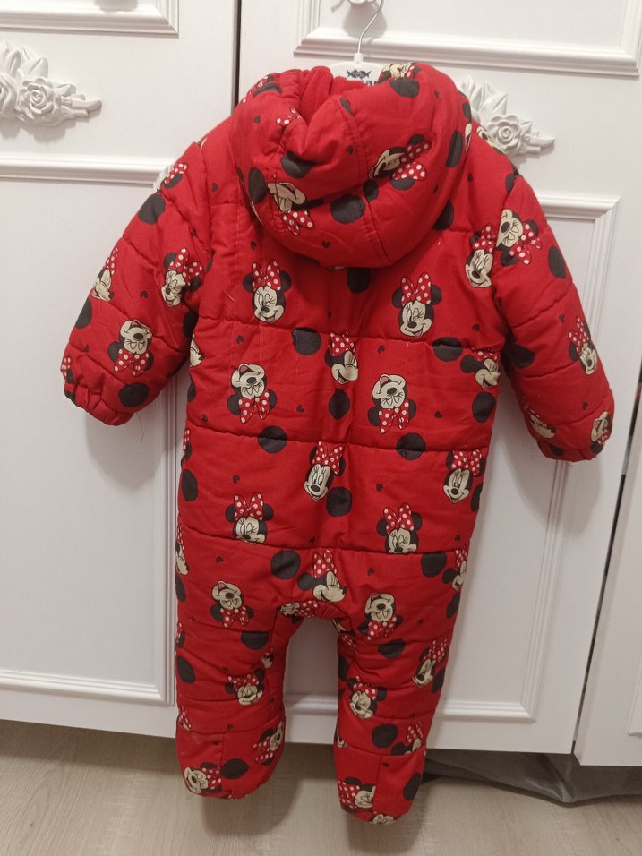 Kız Bebek Kapüşonlu Kırmızı Desenli Tulumu - Görsel 2