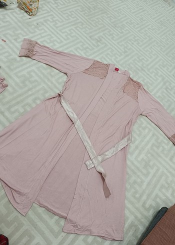 Pembe Uzun Kadın Sabahlık - Görsel 2