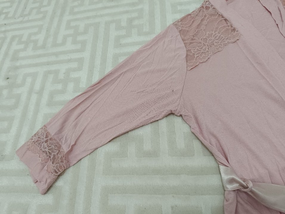 Pembe Uzun Kadın Sabahlık - Görsel 4