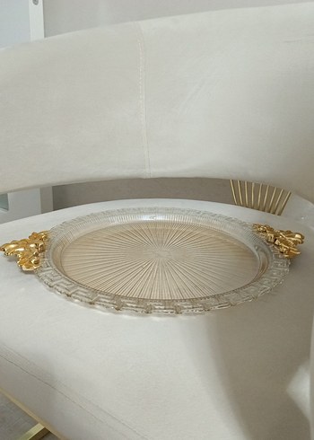Altın Detaylı Parlak Modern Klasik Tepsi - Görsel 2