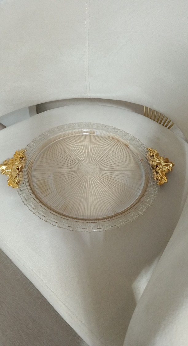 Altın Detaylı Parlak Modern Klasik Tepsi - Görsel 4