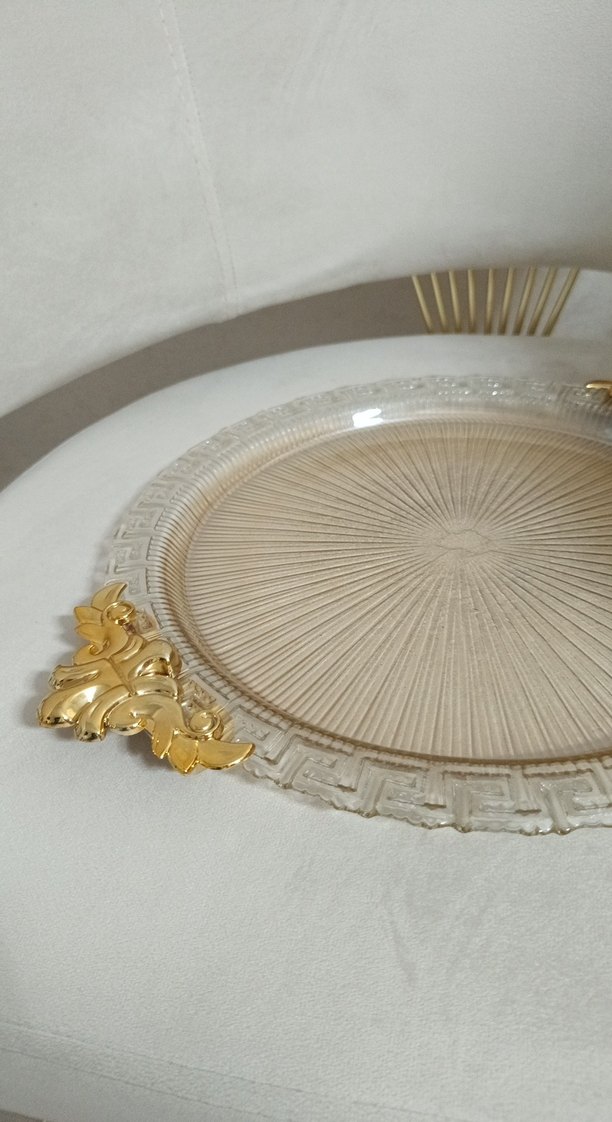 Altın Detaylı Parlak Modern Klasik Tepsi - Görsel 3