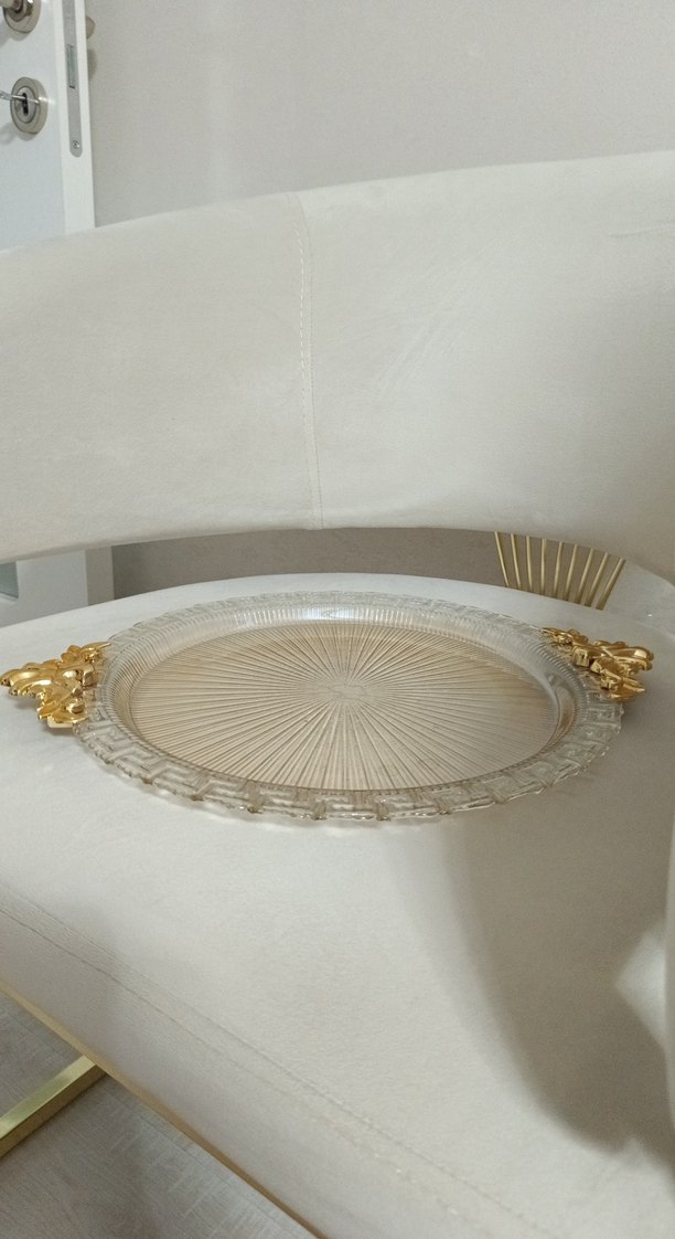 Altın Detaylı Parlak Modern Klasik Tepsi - Görsel 2