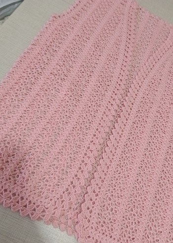 Pembe Örgü Kadın Şal - Görsel 3