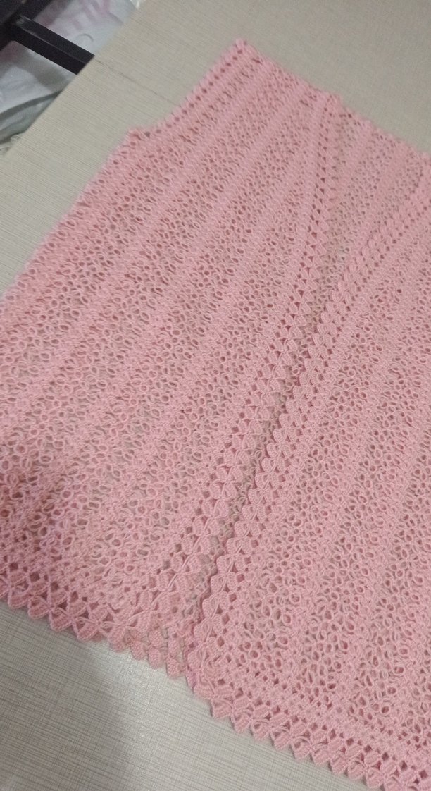 Pembe Örgü Kadın Şal - Görsel 3