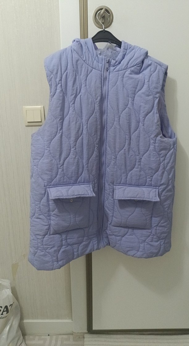 Kadın Lila Kapüşonlu Yelek - Görsel 2