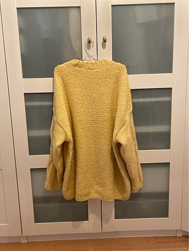 xl Beden sarı Renk Kalın oversize örgü yumoş kazak