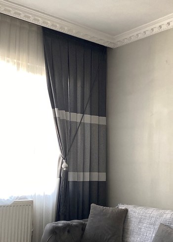 Modern Klasik Gri Desenli Perde - Görsel 2