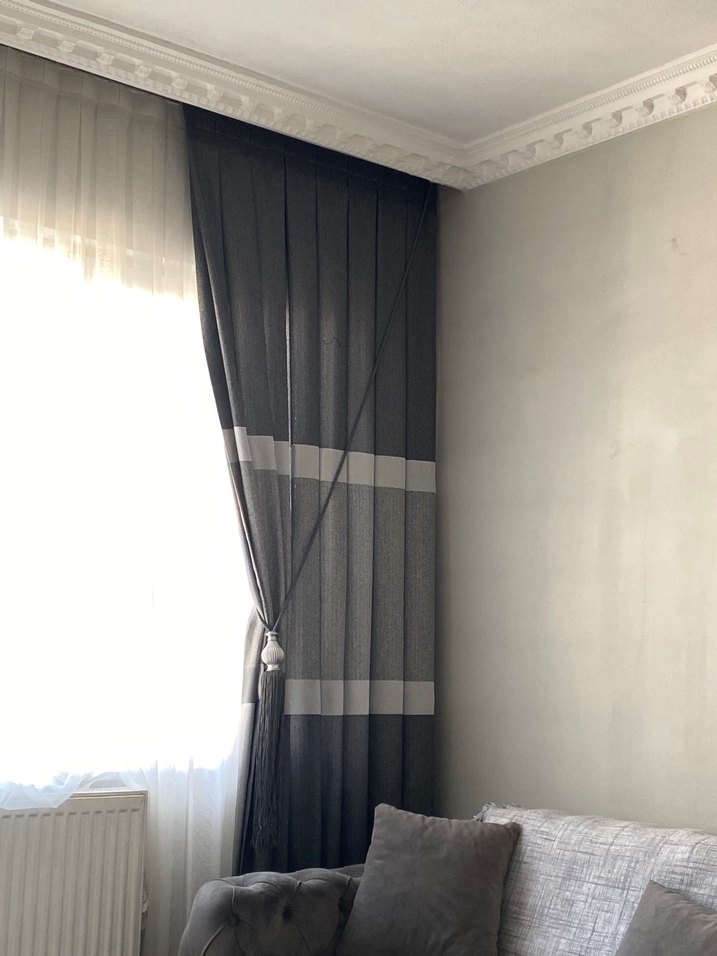 Modern Klasik Gri Desenli Perde - Görsel 2