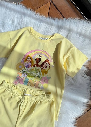 H&M Sarı Baskılı Kız çocuk Kısa Kollu Takım