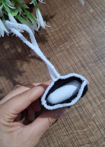 Nakışlı Siyah Mini kulaklık cantasi - Görsel 2