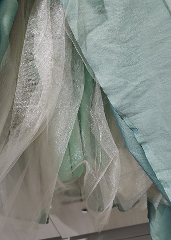 Uzun su yeşili inci detaylı Abiye Elbise - Görsel 7