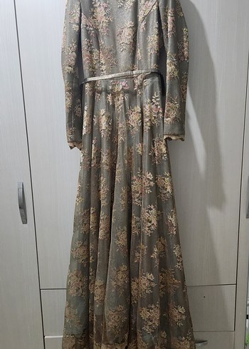 Diğer Uzun Kollu Dantelli Bronz Vintage Abiye