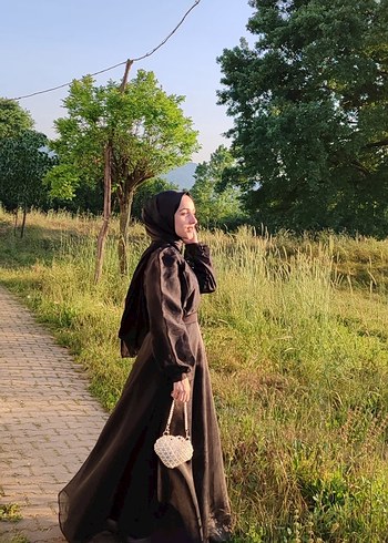 Uzun Siyah Kadın Elbise - Görsel 4