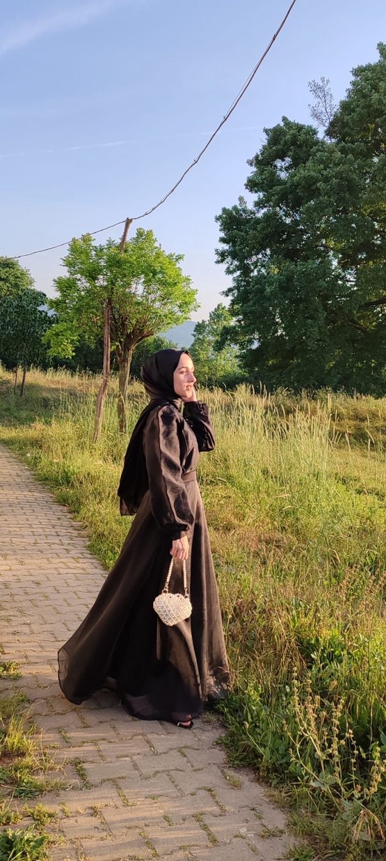 Uzun Siyah Kadın Elbise - Görsel 4