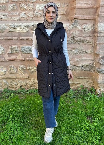 Kapitone Uzun Yelek - Görsel 2