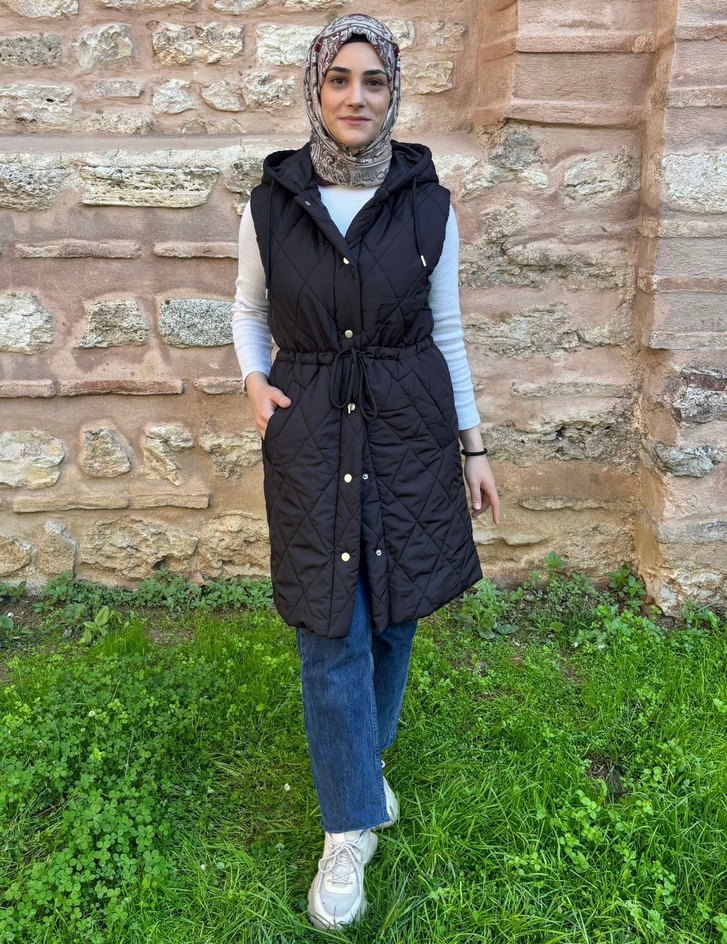 Kapitone Uzun Yelek - Görsel 2