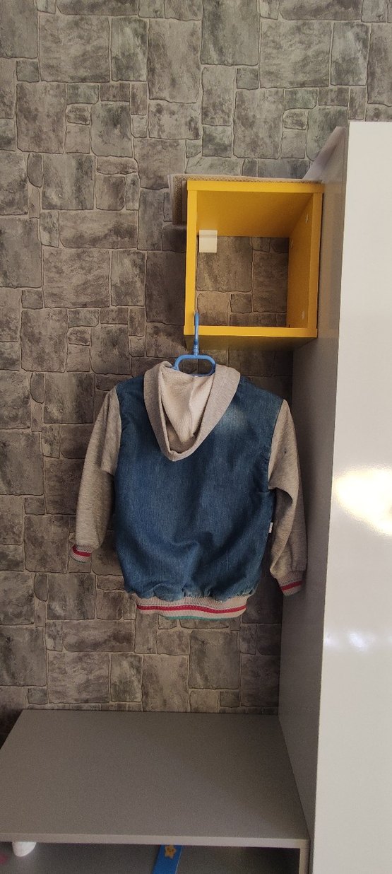 Kapüşonlu Gri Denim Erkek Çocuk Ceket - Görsel 3