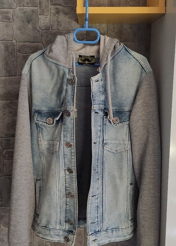 Gri Denim ve Kapüşonlu Sweatshirt Kombinli Ceket - Görsel 2