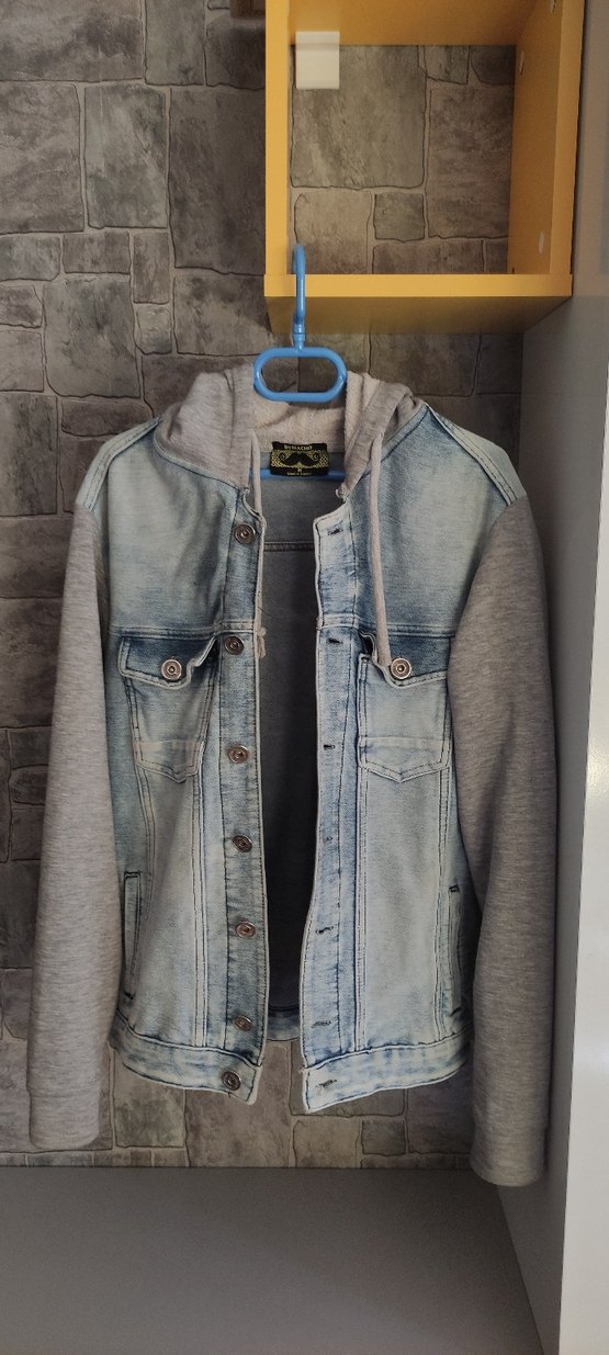 Gri Denim ve Kapüşonlu Sweatshirt Kombinli Ceket - Görsel 2