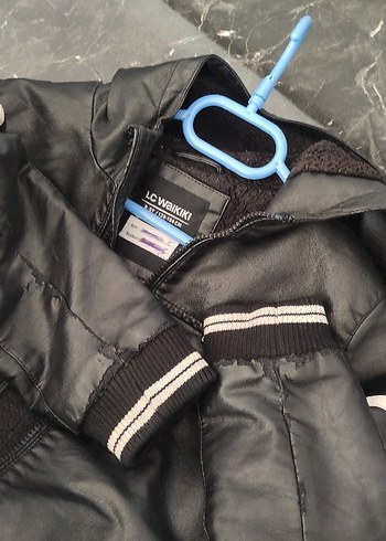 Siyah Deri Erkek Çocuk Ceket - Görsel 4