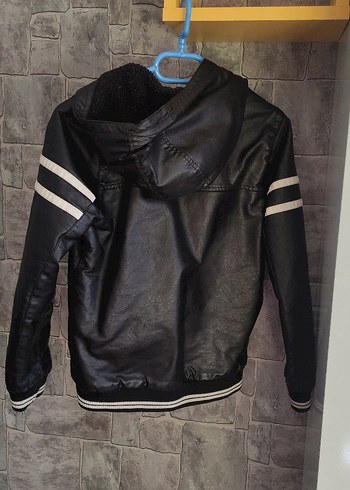 Siyah Deri Erkek Çocuk Ceket - Görsel 3