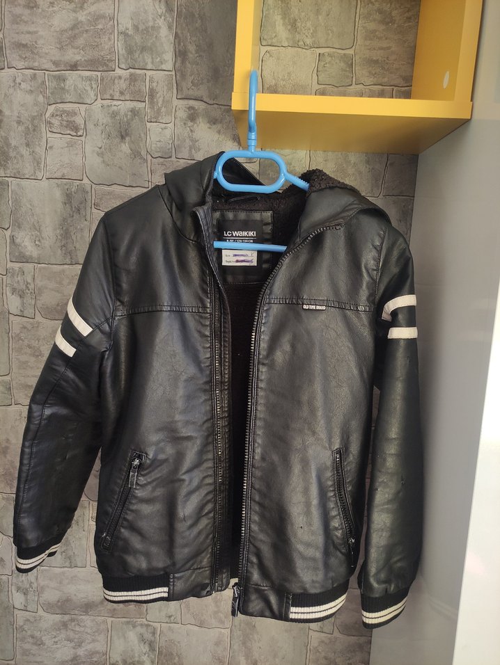 Siyah Deri Erkek Çocuk Ceket - Görsel 2