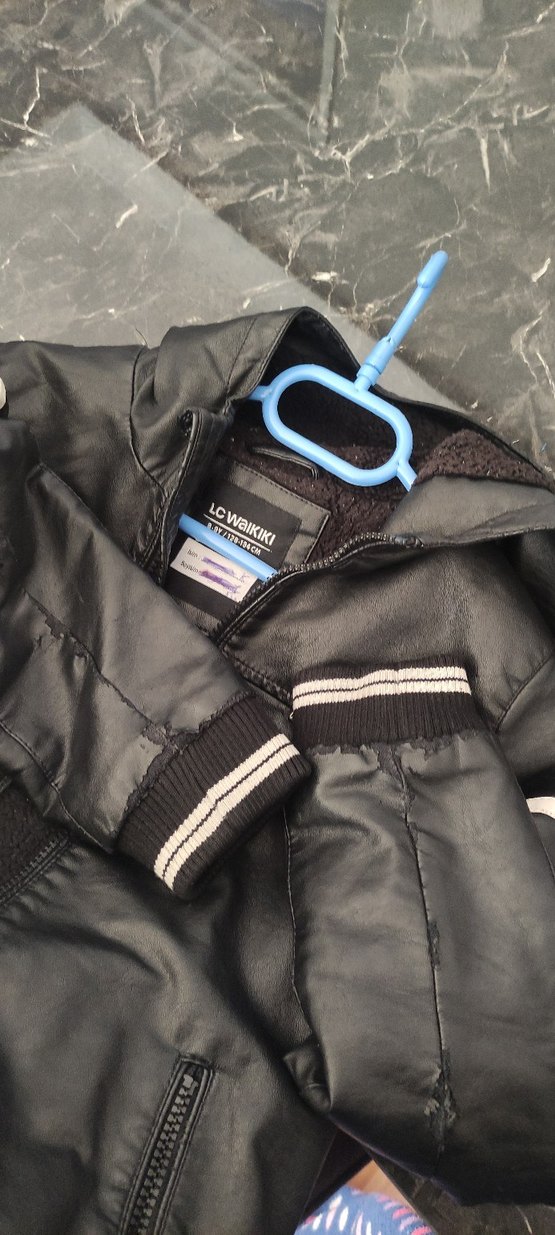 Siyah Deri Erkek Çocuk Ceket - Görsel 4