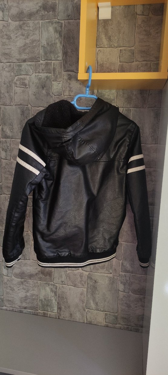 Siyah Deri Erkek Çocuk Ceket - Görsel 3