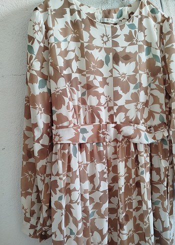 Bej Bohem Uzun Kollu Salaş Elbise - Görsel 2