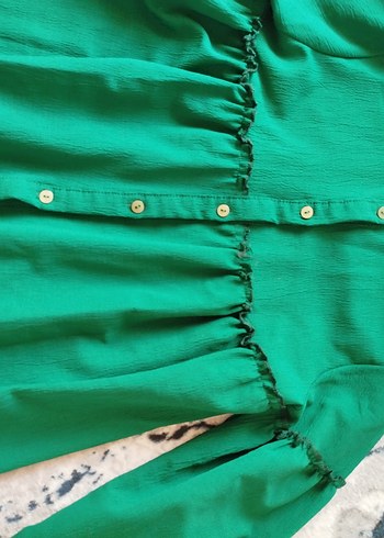 Düğmeli Yeşil Uzun Kollu Hamile Gömlek - Görsel 2