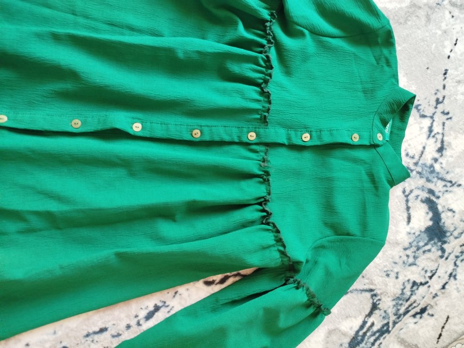 Düğmeli Yeşil Uzun Kollu Hamile Gömlek - Görsel 2