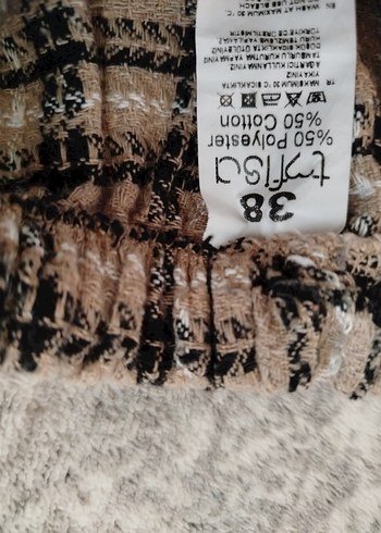 Düğmeli Rahat Kesim Ekose Kumaş Kadın Pantolon - Görsel 2