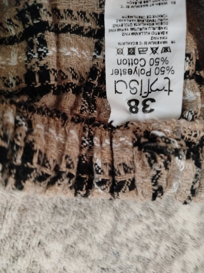 Düğmeli Rahat Kesim Ekose Kumaş Kadın Pantolon - Görsel 2