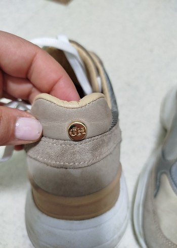 Bej Gri Süet Kadın Spor Ayakkabı - Görsel 4