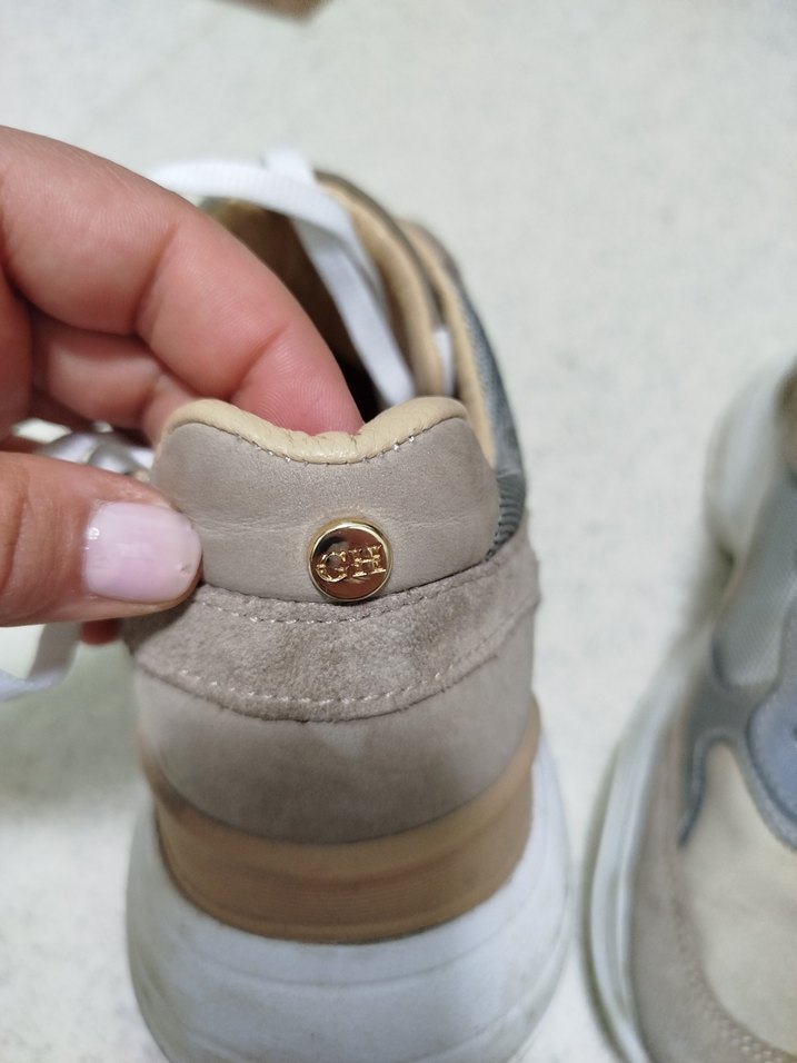 Bej Gri Süet Kadın Spor Ayakkabı - Görsel 4