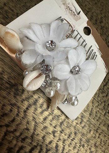 Gelin tacı tokası Boncuklu Beyaz Bohem Saç Tokası - Görsel 3